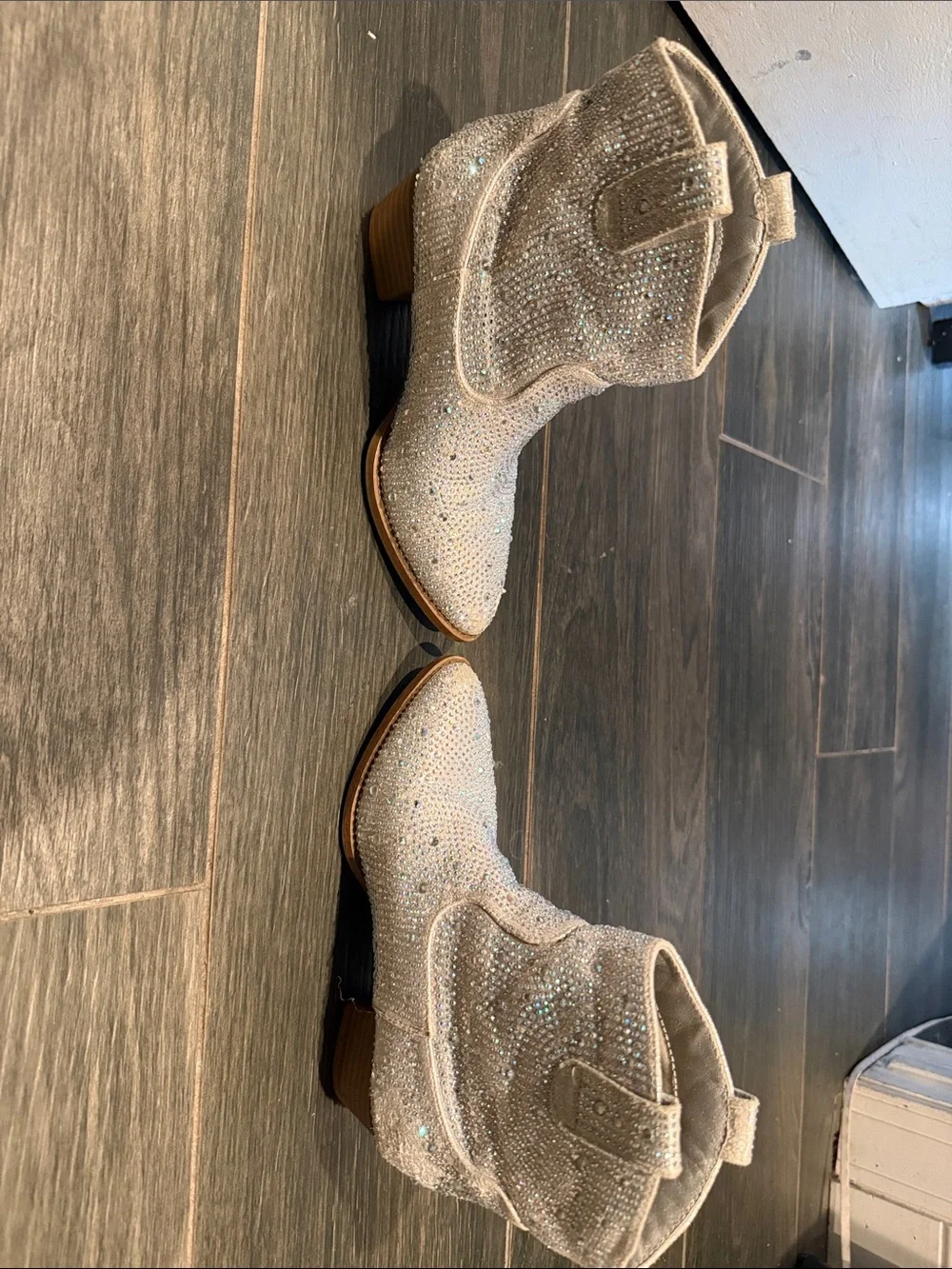 SHEIN Sparkly Cream Western Cowboy Boots for Kids